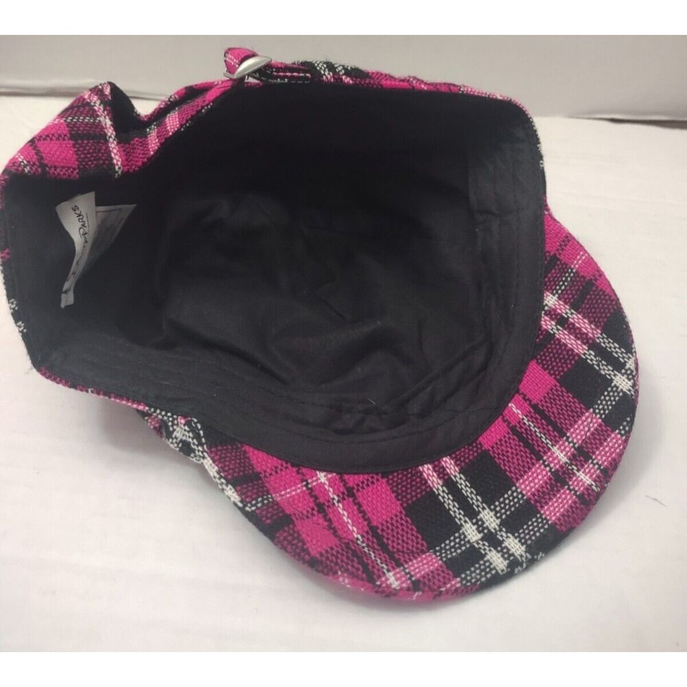 Disney Parks Women's Cap Plaid Pink Newsboy Hat Embellished Mickey Head - Picture 5 of 7
